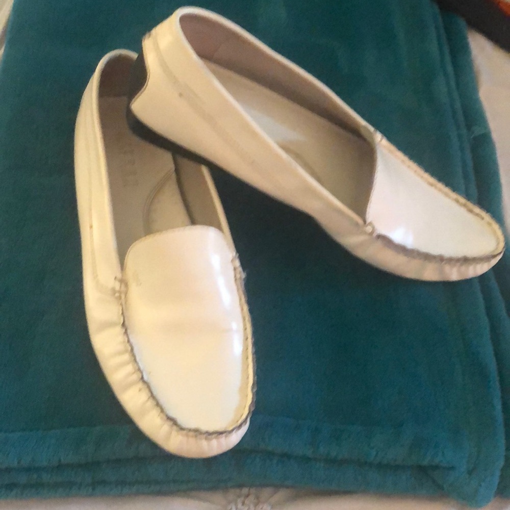 Ralph Lauren size 9 1/2 white leather loafers